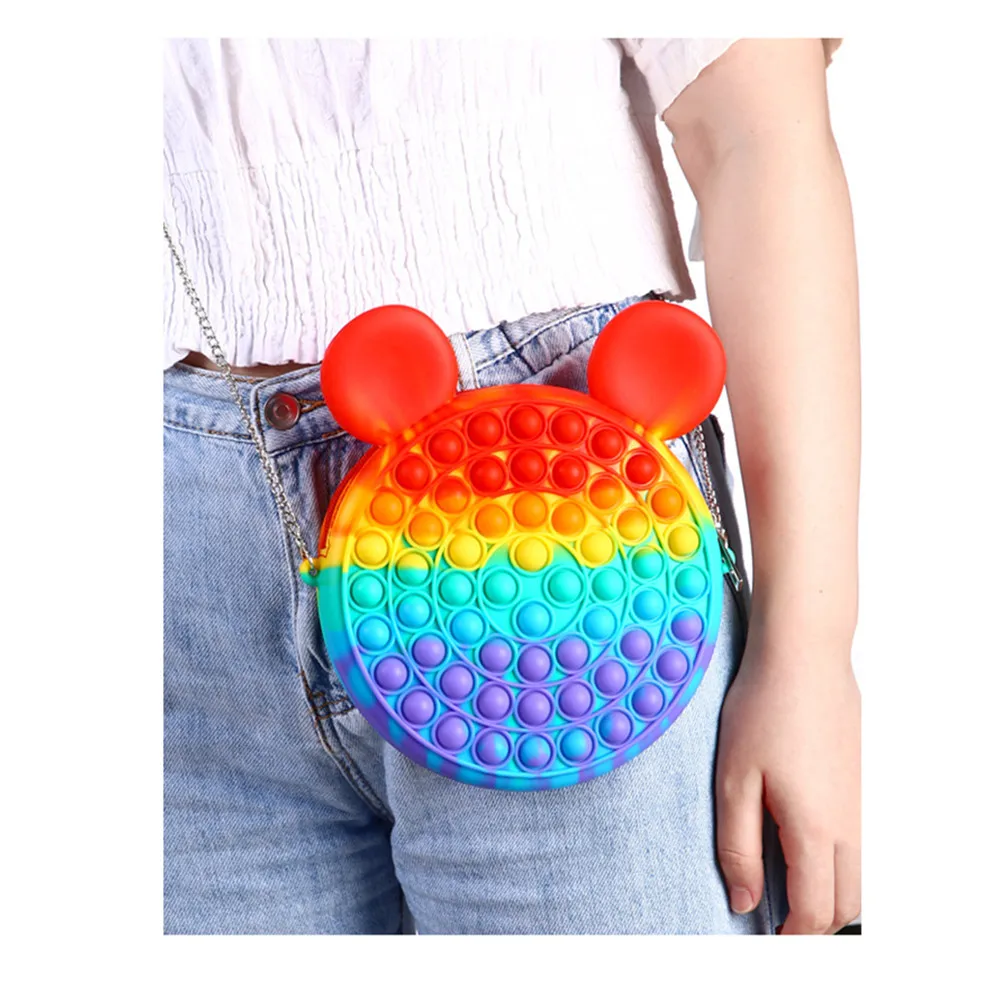 

Hot Push Mickey Mouse Colorful Funny Pop it Fidget Silicone Backpack Spinner Stress Relief Fidget Toys for Anxiety Anti-stress