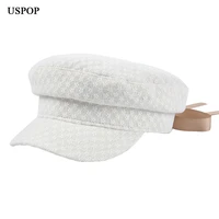 uspop summer caps mesh yarn newsboy cap military caps female flat vidos caps octagonal hat