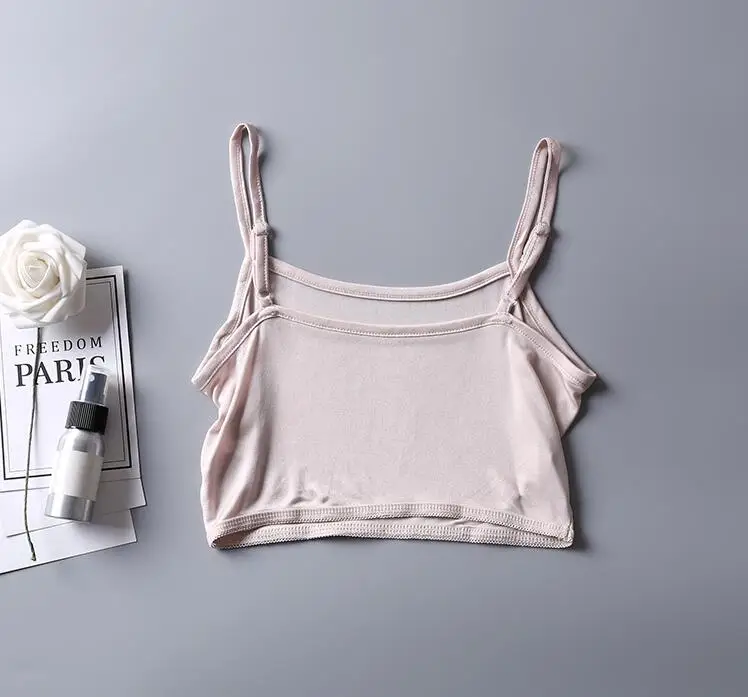 1 шт. 100% шелк тутового шелкопряда Женская Базовая мини-майка без подушечек