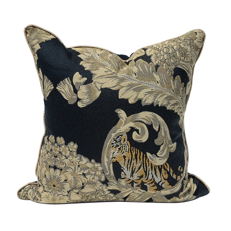 

DUNXDECO Classical Art Cushion Cover Decorative Pillow Case Luxury European Flora Tiger Jacquard Modern Sofa Chair Coussin