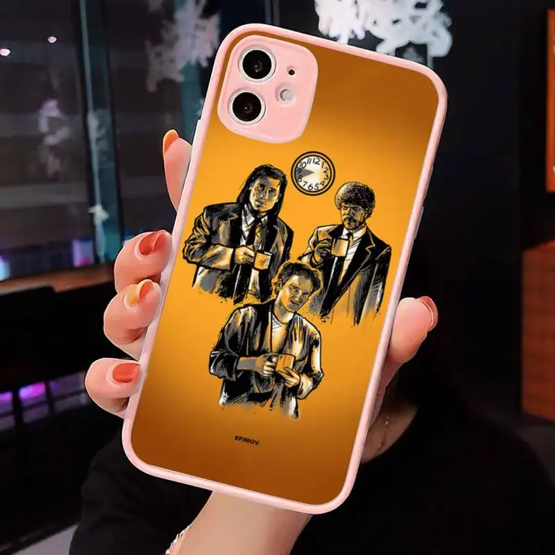 

Pulp Fiction Phone Cases Matte transparent For Pink iPhone 12 Mini 11 Pro XR XS Max 7 8 Plus X Back Cover
