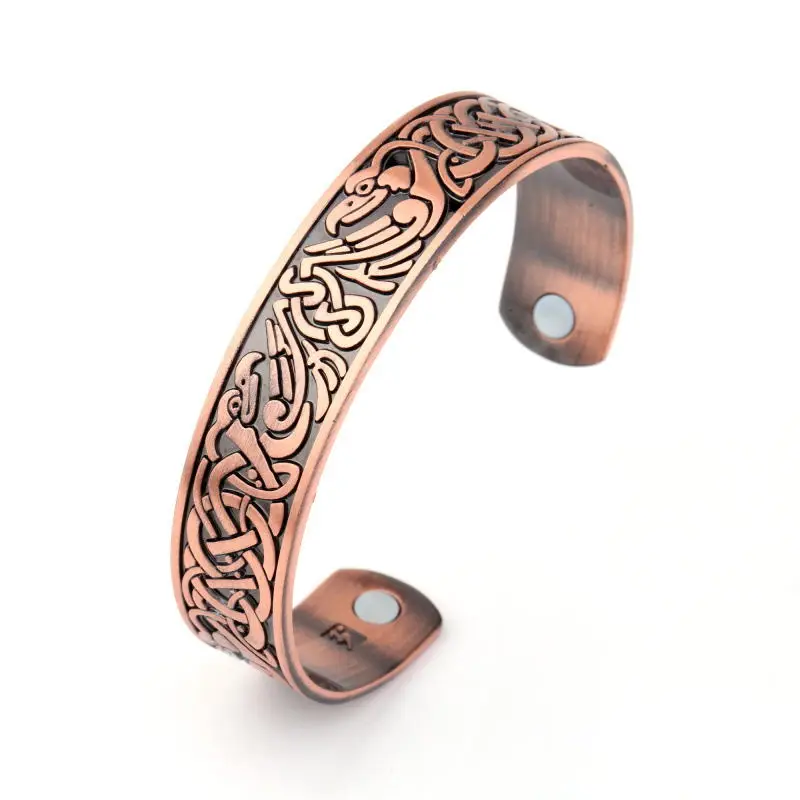 red copper 0050 Винтажный Ирландский Счастливый узел Викинг Ворон узор магнитный браслет скандинавские тенденции моды мужчины и женщины браслет ювелирные изделия - Окраска металла: red copper 0050
