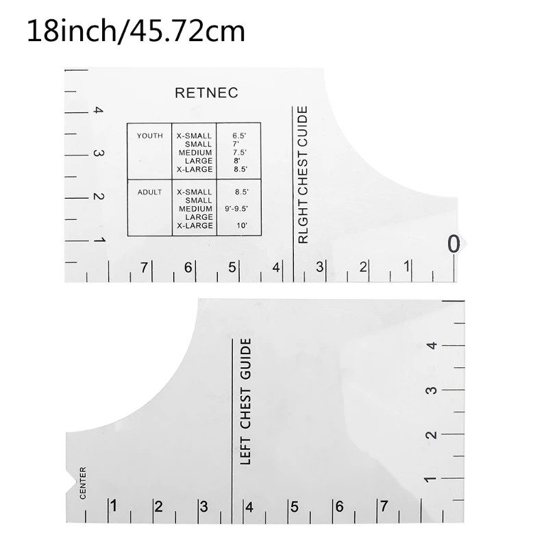 

T-Shirt Ruler Guide -Vinyl T-Shirt Ruler Guide - Sublimation Designs on T-shirt- Vinyl Ruler Guide Size Chart - T-Shirt for