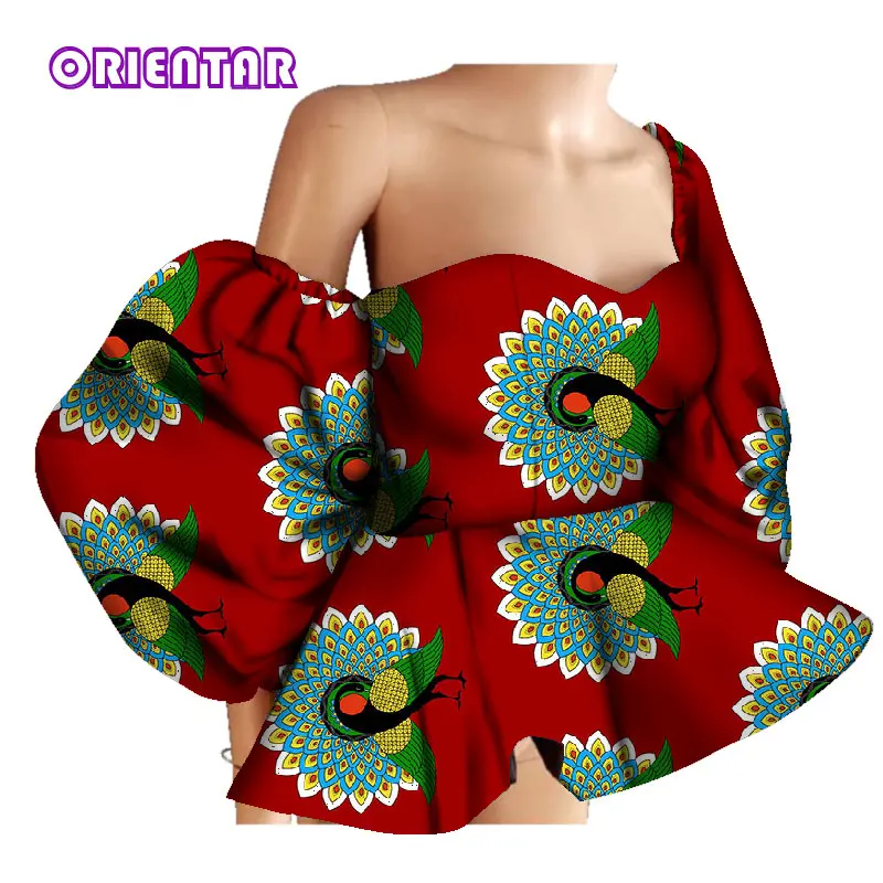 New Cotton Women Shirts African Wax Draped Print Shirts for Women Bazin Riche Patchwork African Style Clothing WY3397 - Цвет: 13