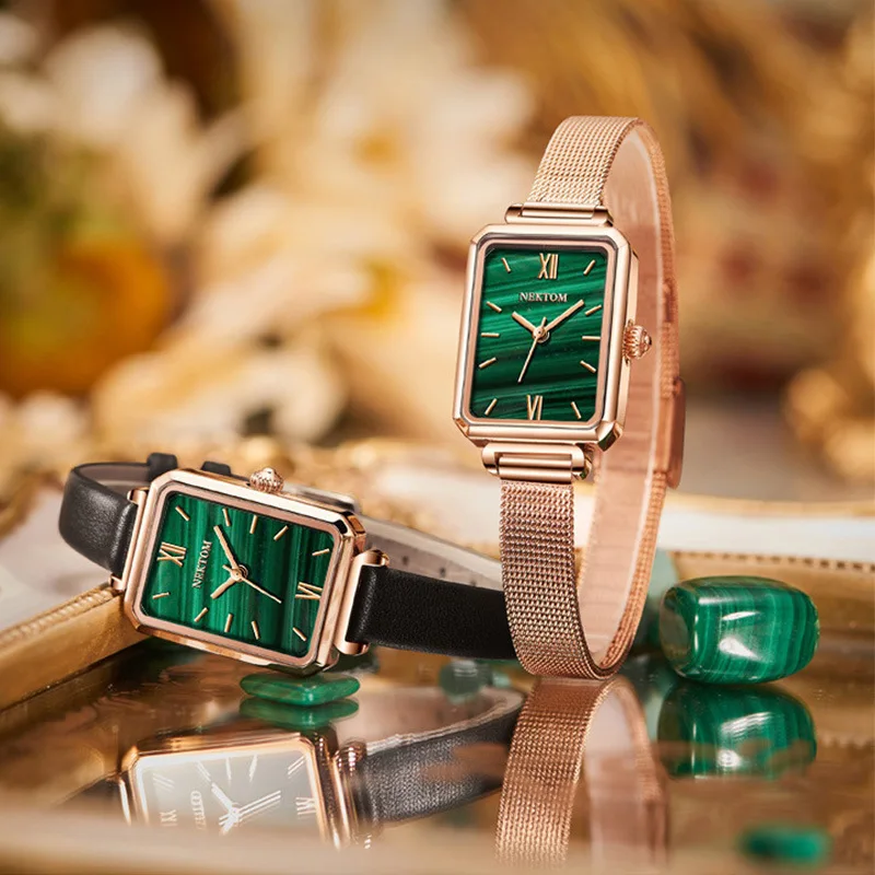 

Ladies watches high-grade Peacock Green Square waterproof quartz watches wholesale.