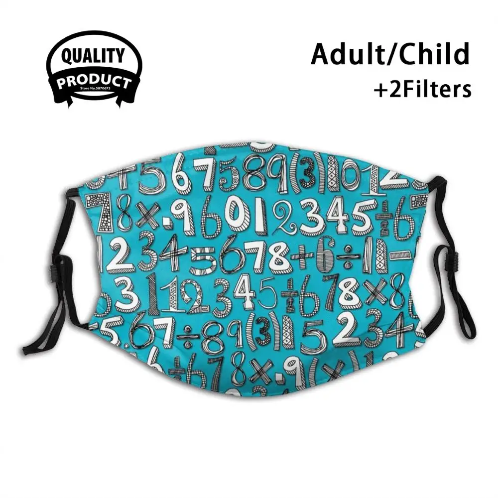 

Маска для рта многоразовая с фильтром, классные Смешные синие математические маски с рисунками и цифрами, для школы и колледжа