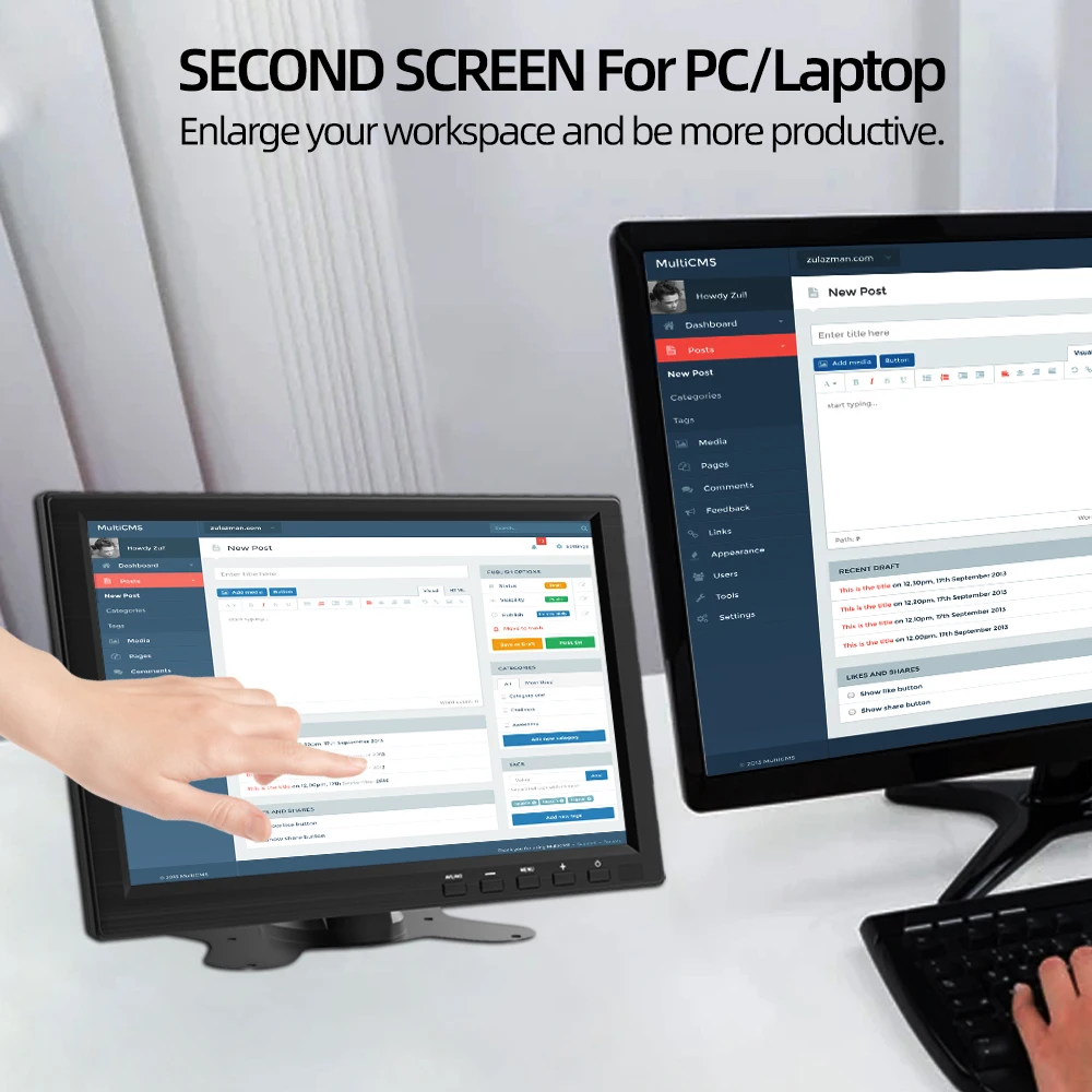 Монитор портативный сенсорный 10 1 дюйма с портами HDMI/VGA/USB/AV/BNC |