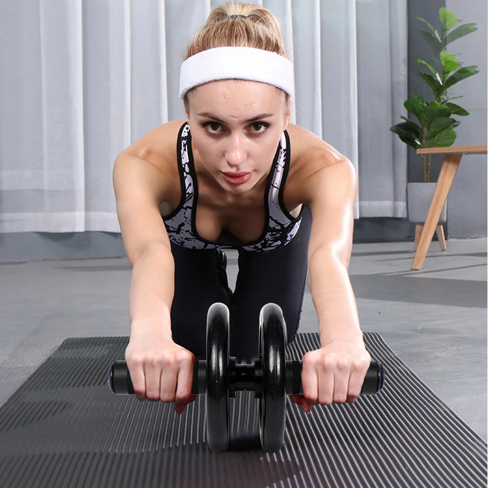 

Double-Wheel Non-Slip Abdominal Roller with Mat Durable Quiet Abdominal Muscle Training Wheel Roller Gym Home Fitness Exercise