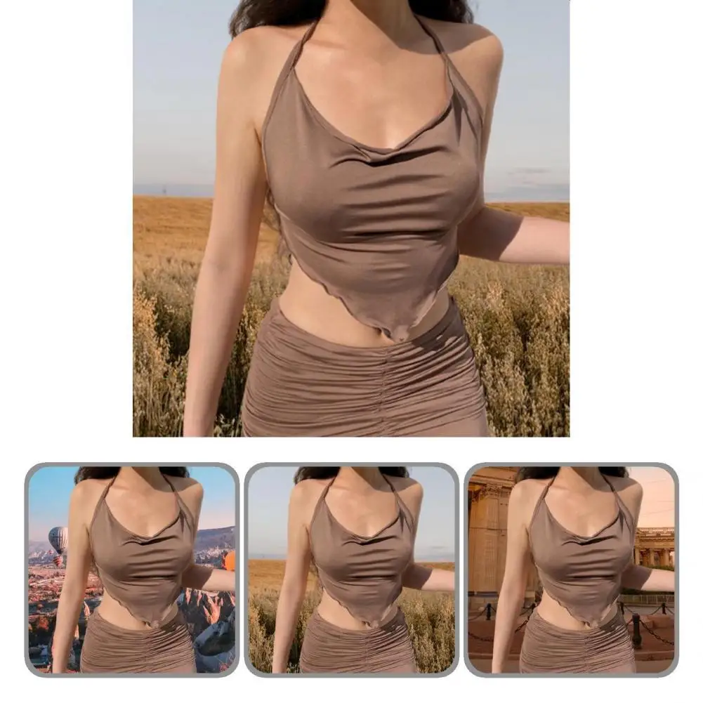 

Milk Fiber Fabric Soft Backless Top with Mini Skirt A-Line Bodycon Skirt Breathable for Outdoor