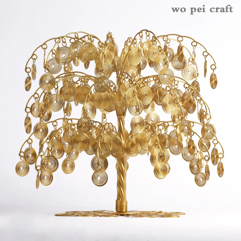

Chinese Feng Shui Furnishings Cash Cow Golden Wrought Iron Money Tree Study Desk Decor Mascot Crafts Ornaments Home Decoration