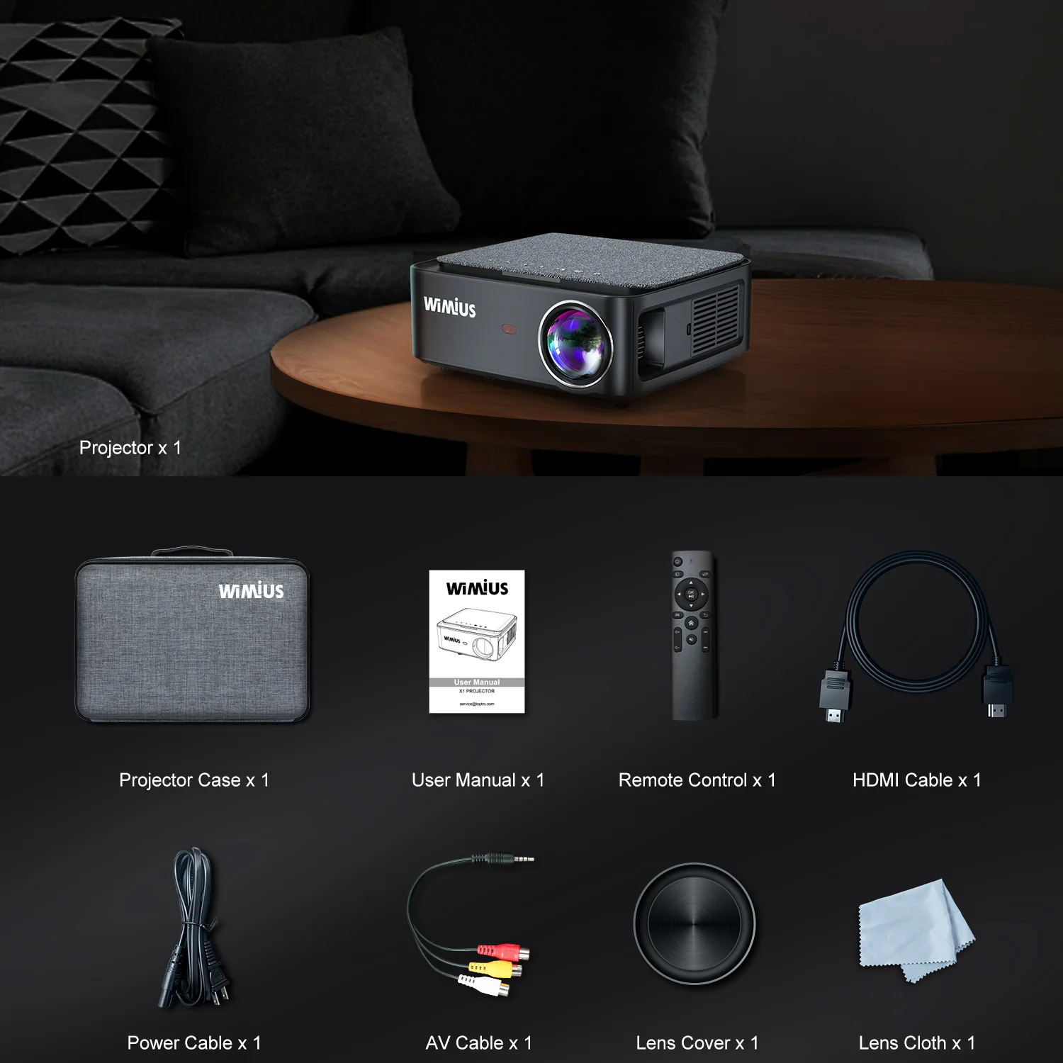 Проектор WiMiUS 4K новейший K1 оригинальный 1080P Bluetooth Wi-Fi передатчик ± 50 ° зум 10 Вт
