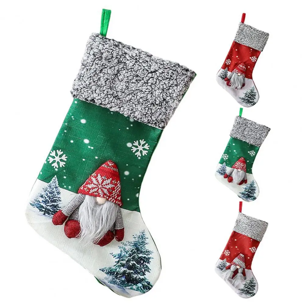 

Festive Gift Holders Touch Elastic Non Woven Fabric Christmas Stocking Adorable No Face Dwarf Hanging Stocking Bag for Home