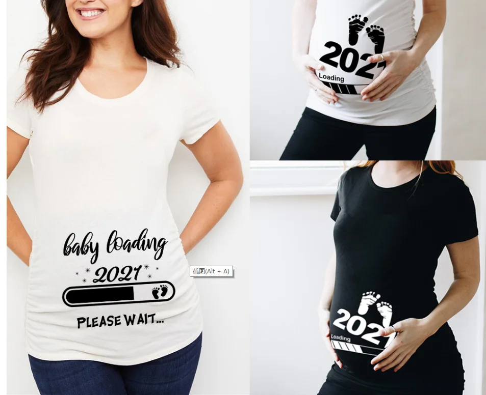 

Baby Loading 2021 Printed Pregnant T Shirt Maternity Short Sleeve T-shirt Pregnancy Announcement Shirt New Mom Tshirts Clothes