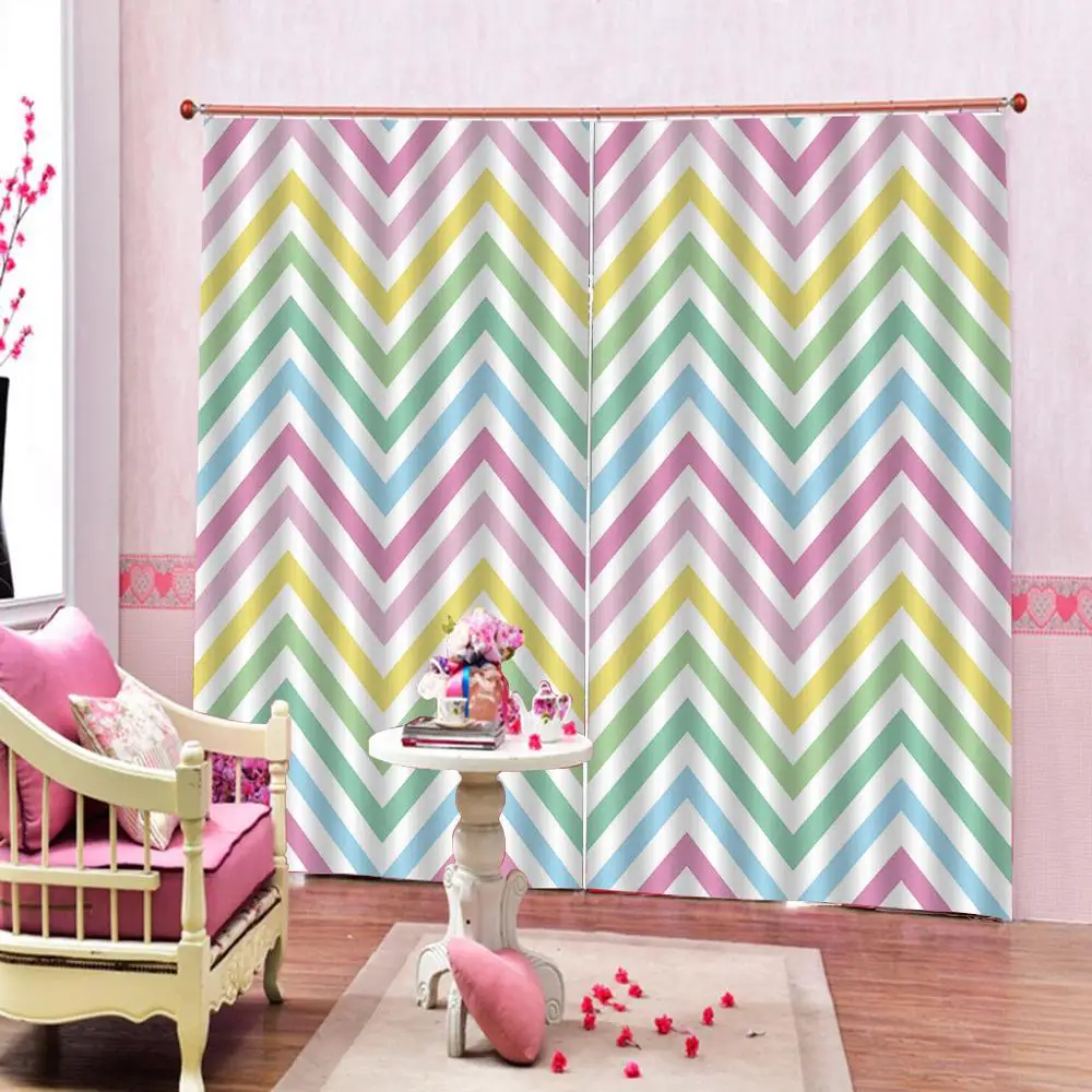 

Custom Printed Colorful Geometric Wave Blackout Curtains Home Decor Window Curtains For Living Room Bedroom Kids Room
