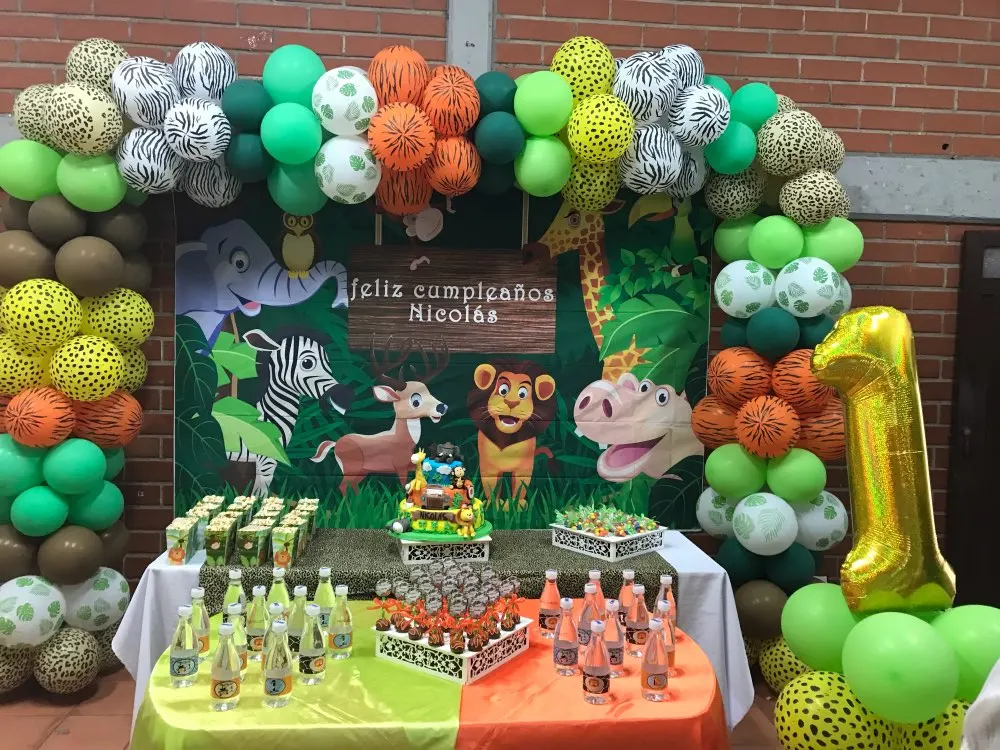 

Tropical Jungle Forest Wild Animal Safari Party Newborn Baby Shower 1st Birthday Backdrop Vinyl Photography Background