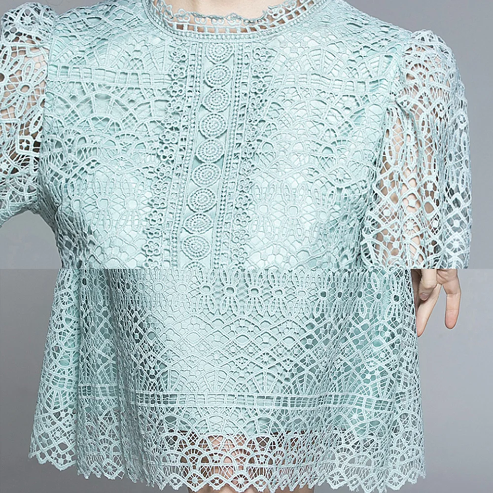 

Banulin 2012 Summer Runway Floral Embroidery Hollow Out Lace Dress Women Ruffles O-Neck Short Sleeve Casual Bodycon Short Dress