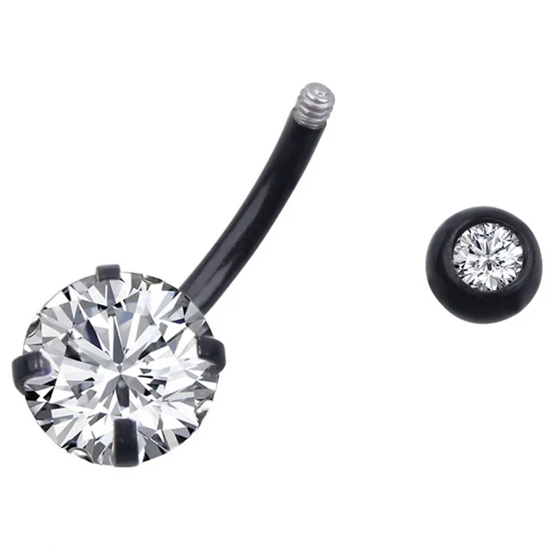 С украшением в виде кристаллов Нержавеющая сталь пирсинг серьги для пупка