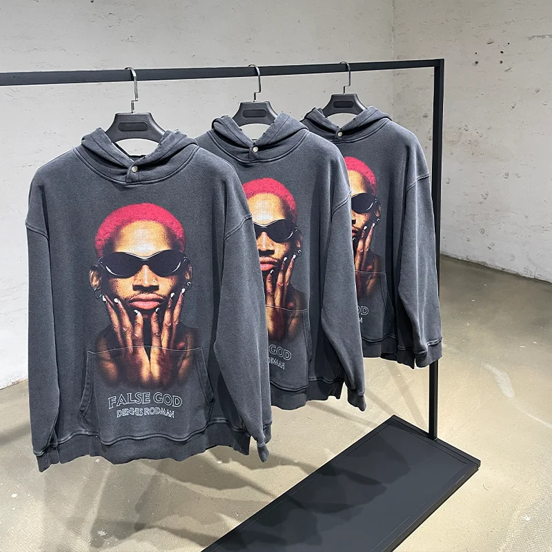 Толстовка мужская оверсайз в стиле хип-хоп уличная одежда свитшот с винтажным