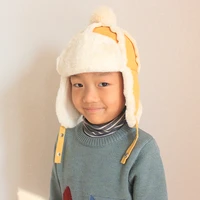 cute winter boys girls hats bomber hat thick warm cozy plush berber fleece big pompom bonnet for children caps with earflaps