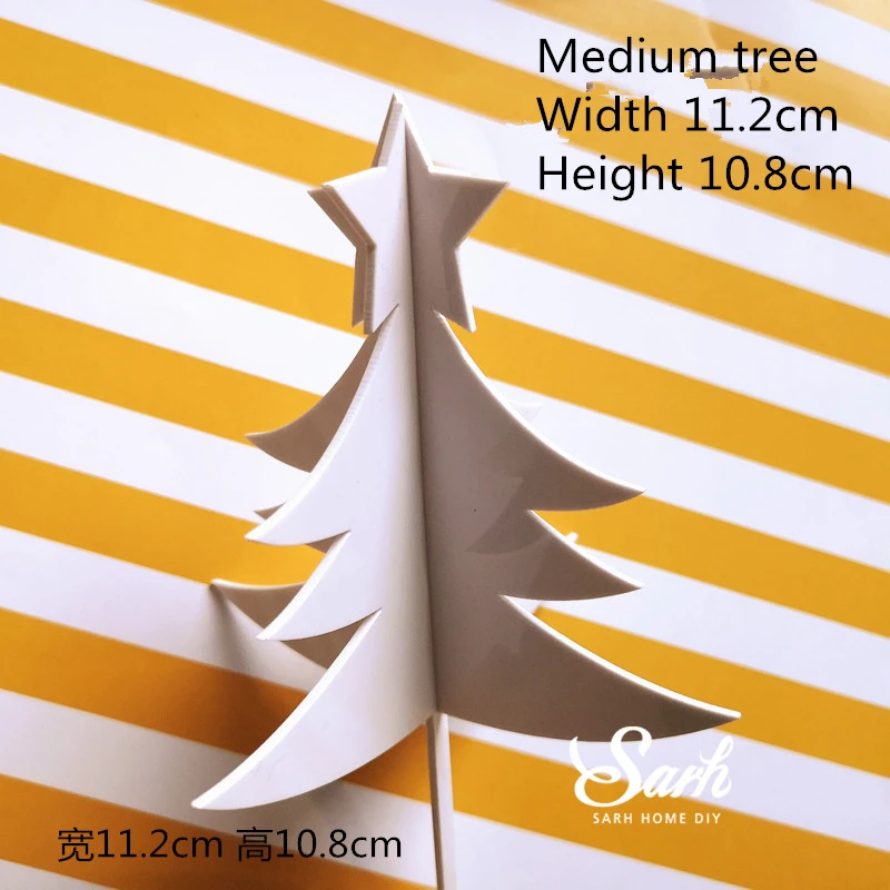 2pc medium tree Акриловые Красные серебряные Рождественские елки топперы для торта Снежинка счастливый год Санта Клаус рождественские принадлежности для выпечки сладкие подарки - Цвет: 2pc medium tree