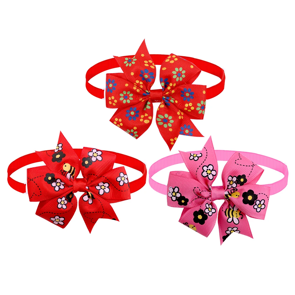 60 шт. галстуки бабочки для собак кошек милых цветов и пчел домашних животных