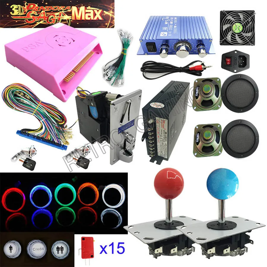 Аркада для игры Jamma DIY kit 3D Pandora Max 2255 в 1 с блоком питания светодиодный джойстик