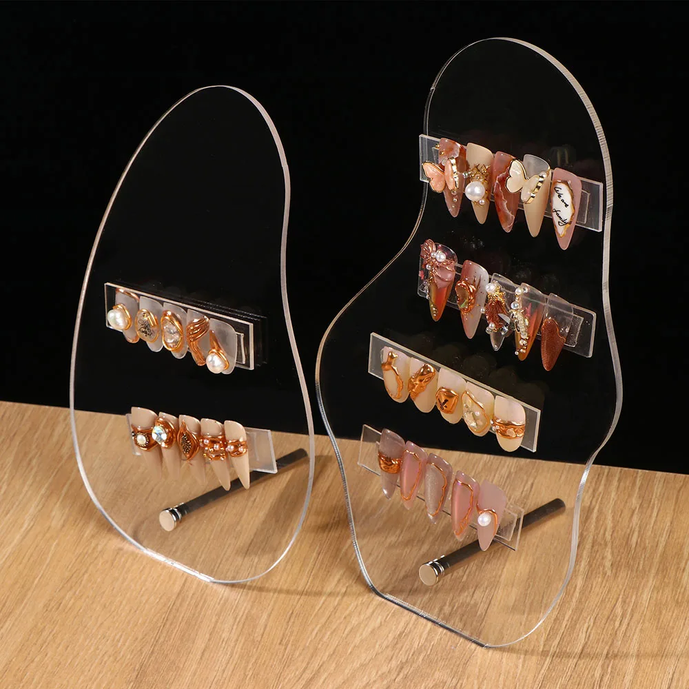 

BQAN Nail Art Clear Acrylic False Nail Tips Irregular Display Board Detachable Rack Holder Color Card Photo Props Showing Shelf