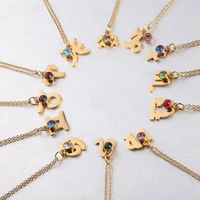 12pcslot constellation birthstone pendant necklaces 18k gold plated stainless steel chorker chain necklaces for womens girls
