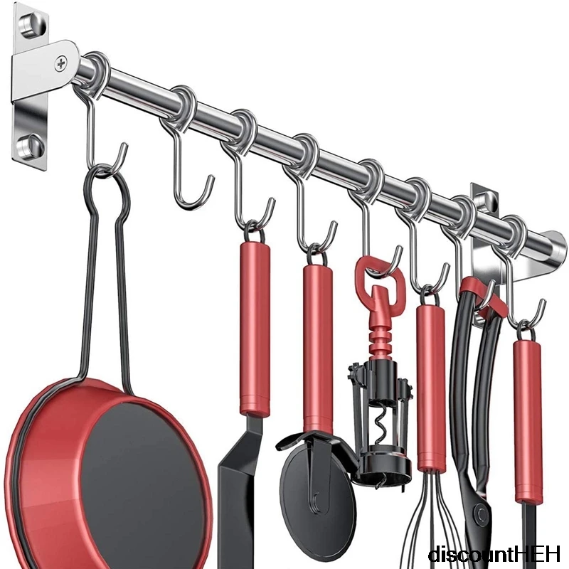 

8 Stainless Steel Removable Hanging Rods Kitchen Bathroom Hook Pendant Hanger 50cm Magic Hanger Wall-mounted Organizer Hanger