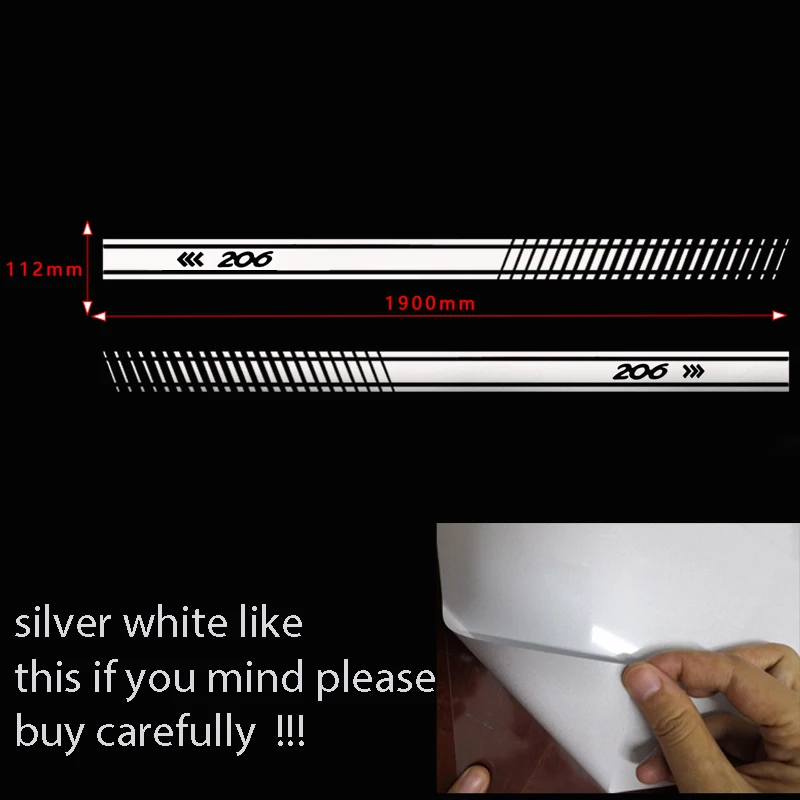 Стильная наклейка на кузов автомобиля Виниловая гоночную полоску для Peugeot 206