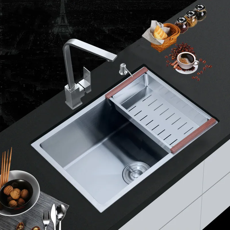 304 кухонная раковина из нержавеющей стали с одним слотом ручная утолщенная