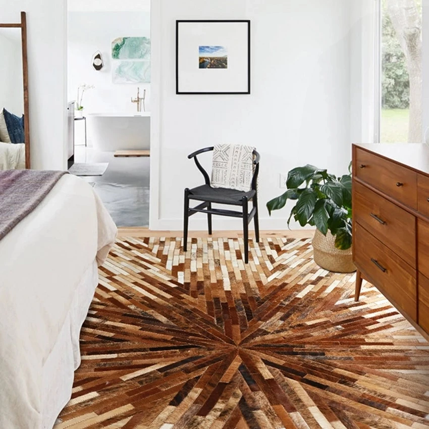 Высококачественный ковер из натуральной воловьей кожи в скандинавском стиле с