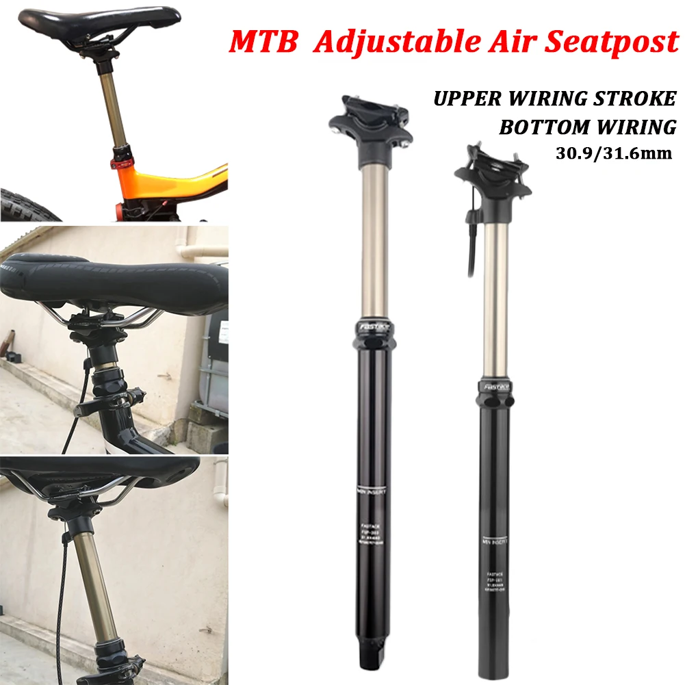 

MTB Dropper Seatpost Adjustable Suspension Seat Post 30.9/31.6mm 440mm Internal Routing External Cable Remote 125mm Travel Seat