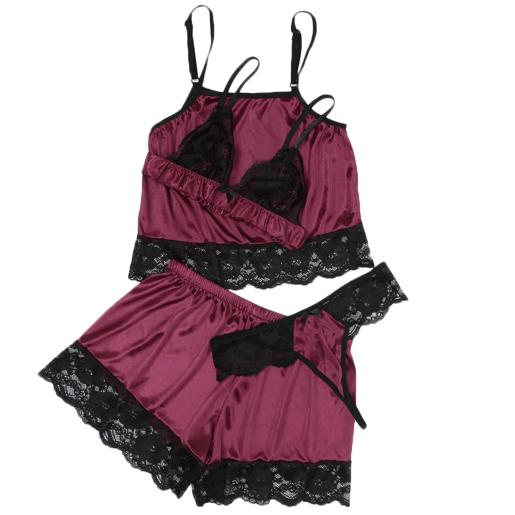 Летние женские сексуальные кружевные пижамы наборы страсть сексуальное белье 4