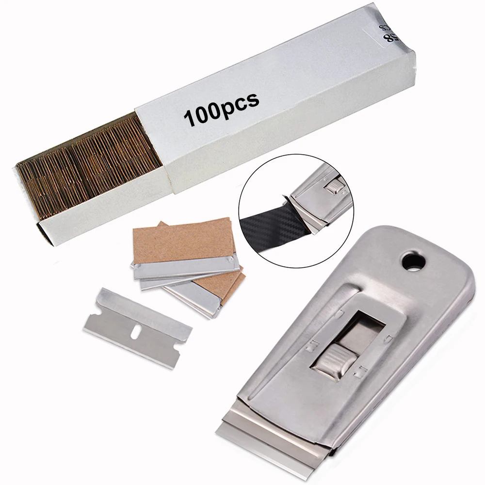 

EHDIS Ceramic Glass Window Car Sticker Clean Glue Remover Razor Scraper Carbon Steel Blade Vinyl Wrap Cleaning Tool Squeegee