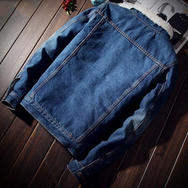 

Men Denim Jacket Trendy Winter Warm Fleece Coats Mens Outwear Fashion Jean Jackets Male Cowboy Casual Clothes Plus US Size 4XL