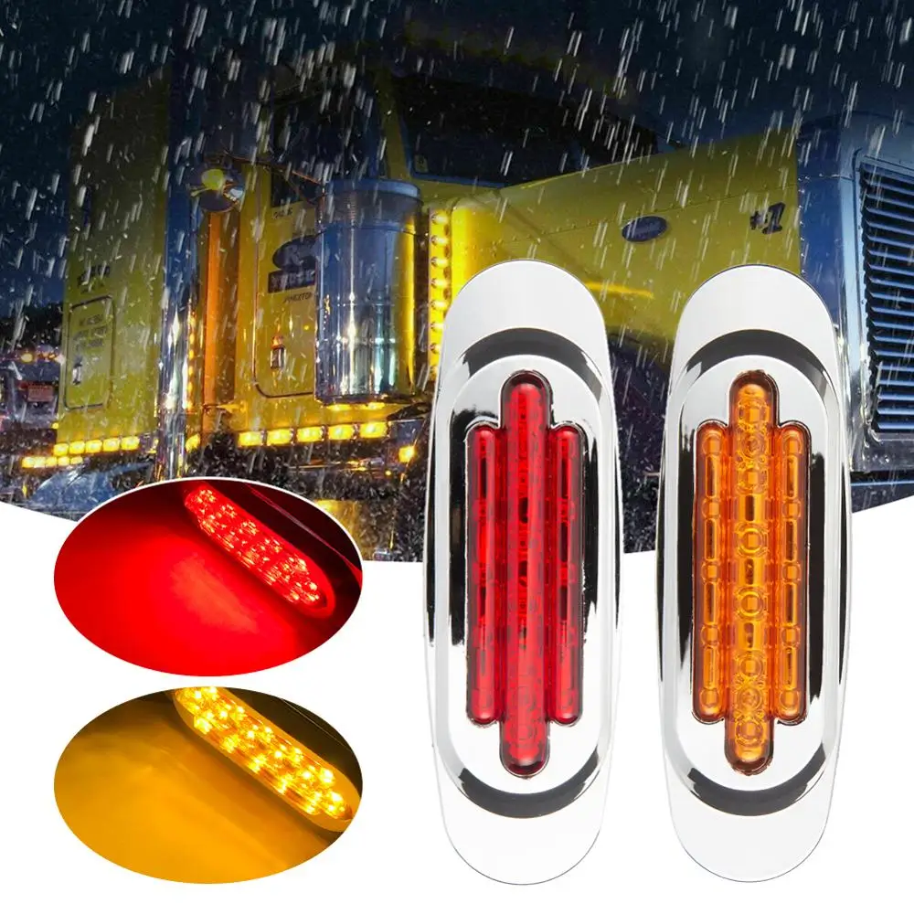 

16LED Side Taillights Side Marker Lights Electroplated 12V/24V Car External Lamp for Car Truck
