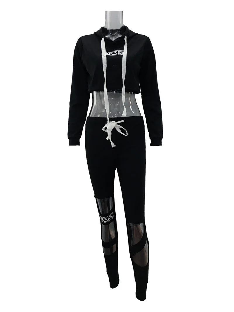 

Lace Up Crop Top Hooded Suit Set 2022 Women Tracksuit Two-piece Sport Style Outfit Jogging Sweatshirt Fitness Lounge Sportwear