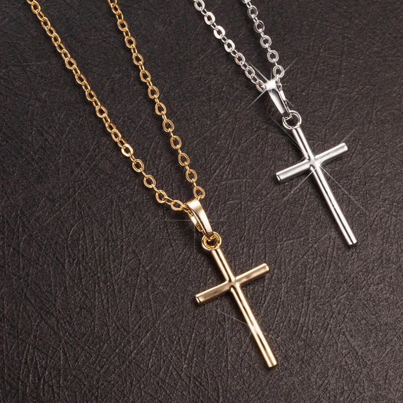 

Christian Cross Pendant Necklace Clavicle Chain Fashion Simple Necklace Factory Wholesale Catholic Small Cross Necklace Gothic