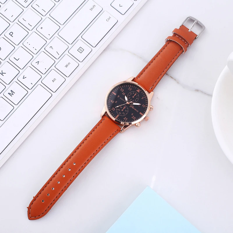 Мужской простой подарочный набор Модные мужские кварцевые часы запонки