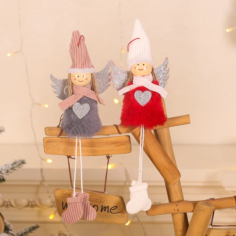 Cartoon Fluffy Christmas Love Angels Suspended Doll Toy Hotel Home Xmas New Year Decor Tree Pendants Drop Ornament | Дом и сад