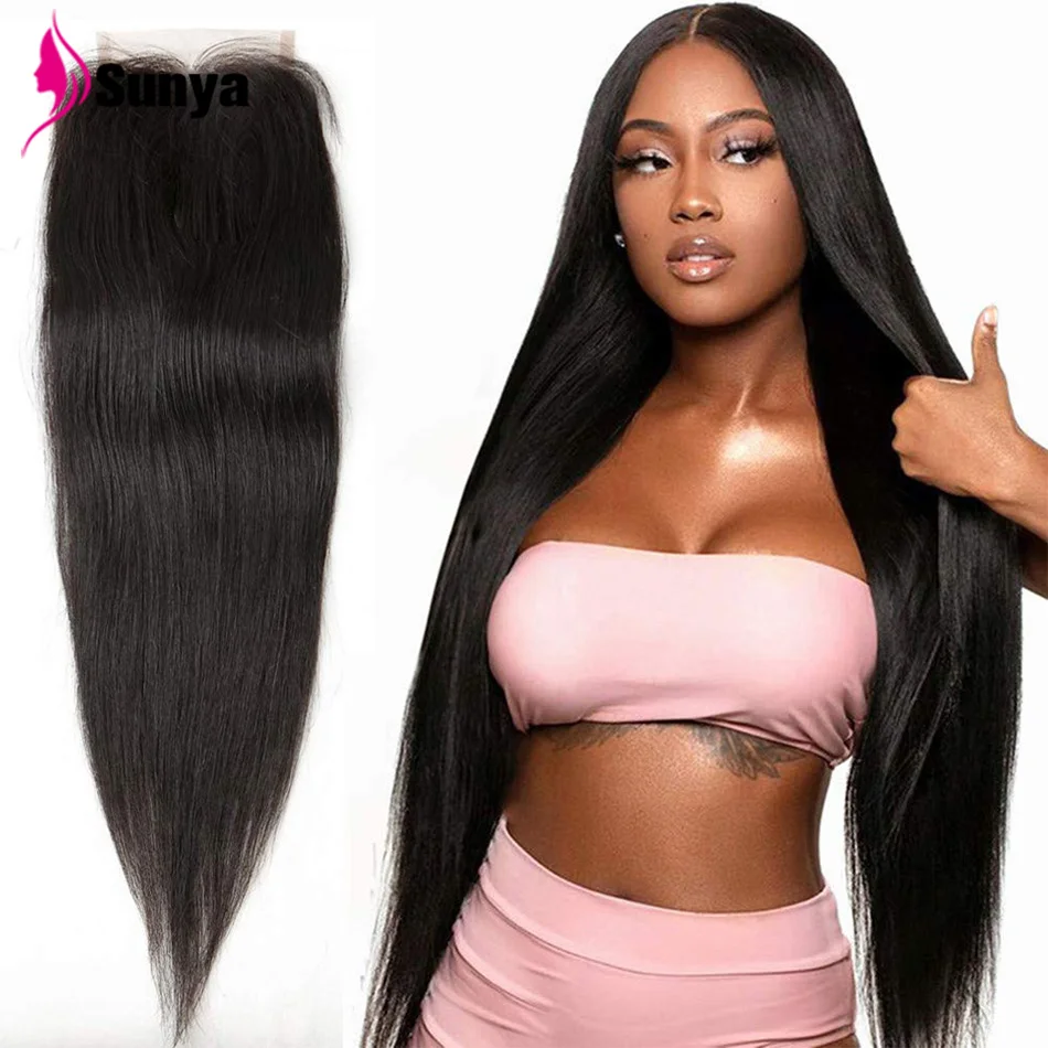 

4x4 Lace Closure Straight Peruvian Human Hair Remy Hair Pre Plucked Medium Brown Curly Wave Cheap Closure Natural Color