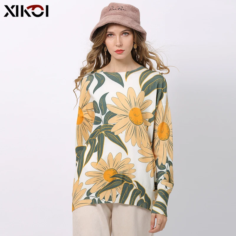 Свитер Женский вязаный оверсайз с круглым вырезом и длинным рукавом | Женская