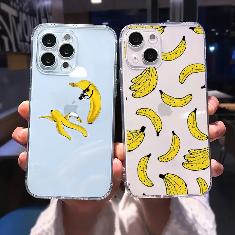 

Bananas cute cartoon fruit Phone Case Transparent soft For iphone 12 11 13 7 8 6 s plus x xs xr pro max mini