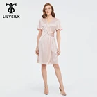 Шелковое платье LilySilk, Стильное женское платье с перекрывающимся дизайном, новинка, бесплатная доставка