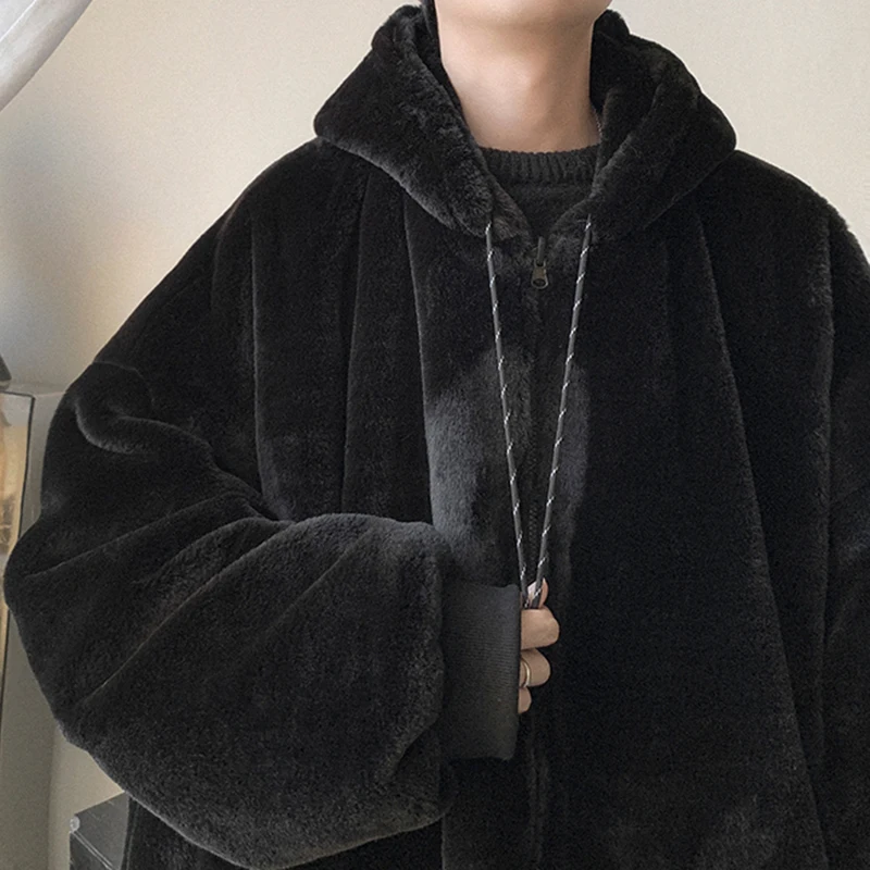 

Mauroicardi Winter Oversized Black Warm Thick Parka With Fur Inside Hood Long Sleeve Korean Fashion Men 2021 Reversible Fur Coat