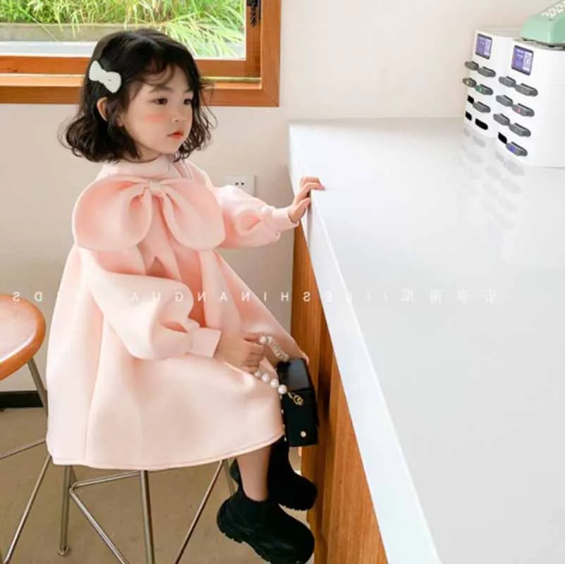 

Cultiseed Baby Girls Cute Sweet Big Bow Lantern Sleeve Birthday Party Dinner Princess Dress Children Kids Air Cotton Loose Gowns