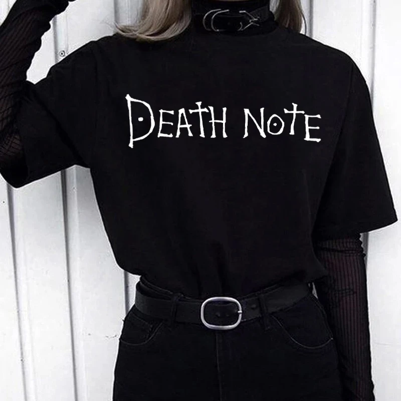 

Футболка с надписью Death Note, футболка с коротким рукавом в стиле Харадзюку, Прямая поставка, уличная одежда с принтом в стиле хип-хоп, женские ...