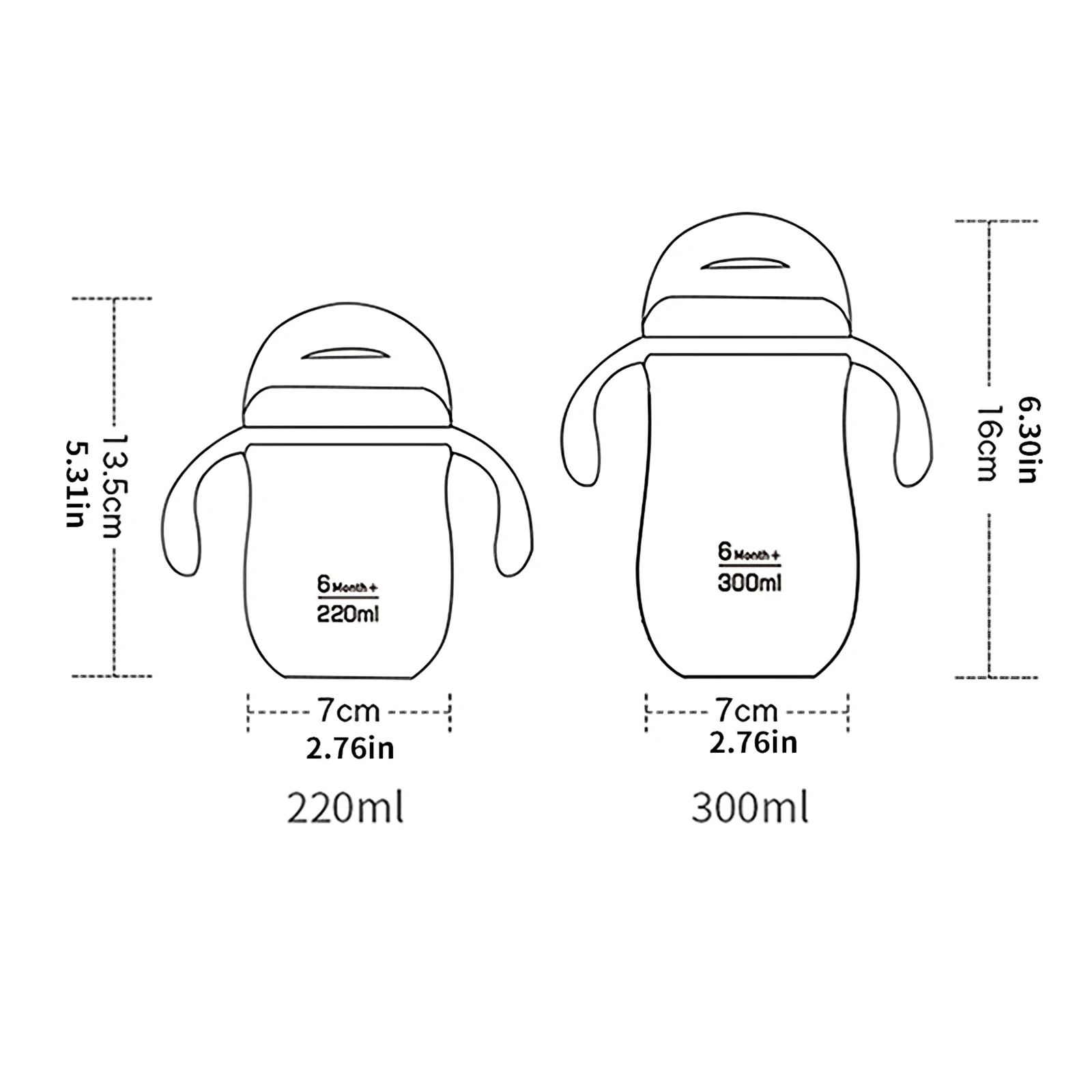 

220/300ml Drink Cup Children Cartoon Infant Scale Straw Cup Baby Handle Resistant Falling Water Bottle Ball Learning Straw Cup