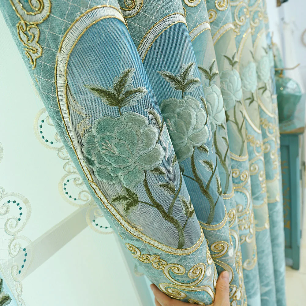 

Custom Curtains for Living Room Bedroom Curtain Chenille European-Style Embroidered Curtain Left and Right Biparting Open